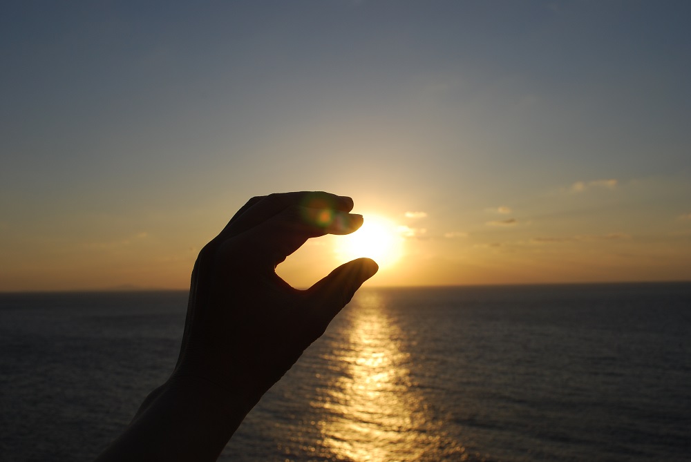 平戸　生月　水平線の夕日　